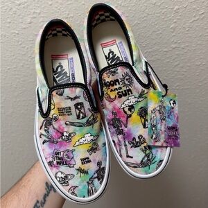 Vans Kids Slip-On Sneakers - Rainbow Tie-Dye with Black Graphics